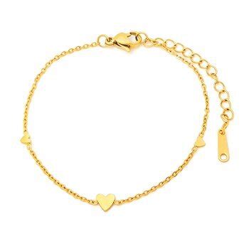 18K Gold Plated Stainless Steel Hearts Anklet Intensity SKU 87368 0