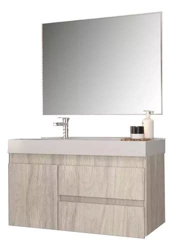 Milenio mueble para baño con bacha espejo grande y cajones modelo imperial suspendido color nude