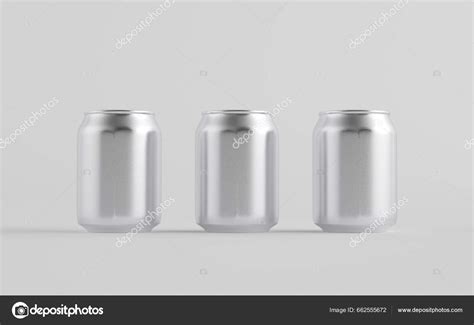 Ml Stubby Aluminium Beverage Can Mockup Three Cans Illustration