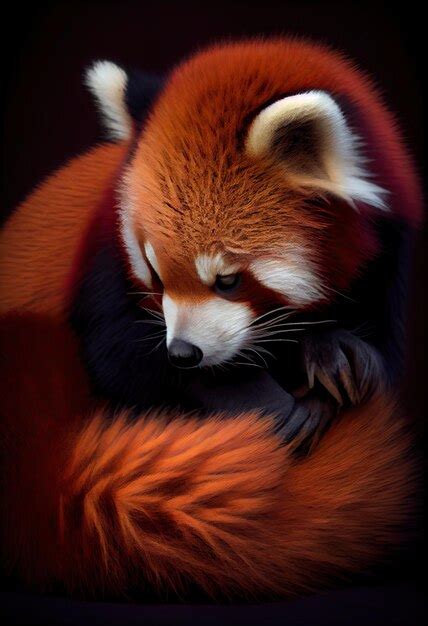 Premium Ai Image Red Panda Grooming Its Thick Fur Using Its Sharp