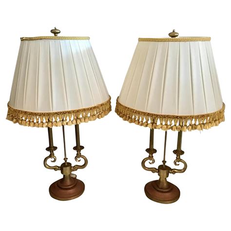 Pair Of Stiffel Brass Table Lamps And Shades Mid Century Modern American 1990 For Sale At