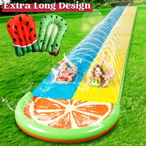 Sloosh 20ft Double Water Slides With 2 Boards Backyard Outdoor Slip