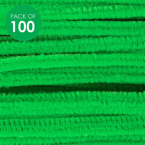Chenille Stems - Green - Pack of 100 | CleverPatch - Art & Craft Supplies