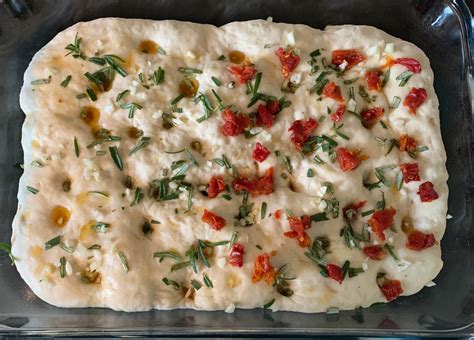 First Time Making Focaccia Rosemary Garlic And Half Sun Dried Tomato