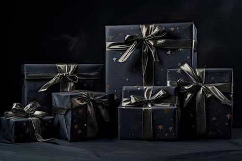 Cajas de regalo decoradas con temas navideños envueltas y atadas con