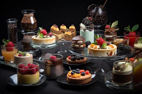 Premium AI Image | A display of desserts including a variety of desserts.