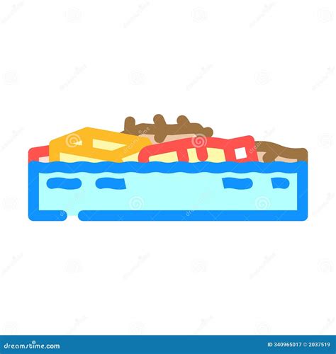 Floodwater With Debris Color Icon Vector Illustration Stock