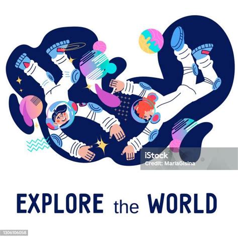 Исследуйте Мир Баннер Или Плакат Шаблон Для Космонавтики День Или ...