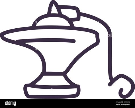 Aladdin Magic Lamp Line Style Icon Design Islamic Religion Culture