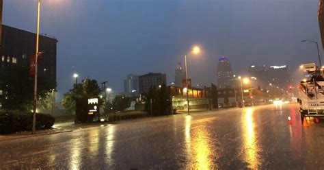 Heavy Rain Thunderstorms Move Through Kansas City Area