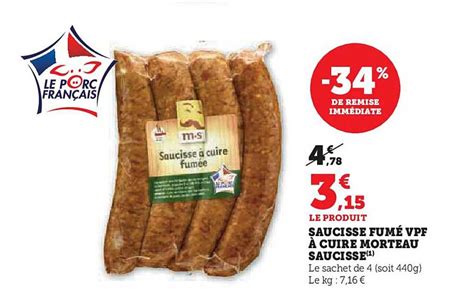 Promo Saucisse Fum Vpf Cuire Morteau Saucisse Chez U Express