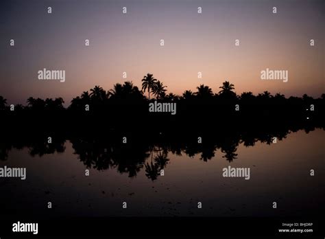 Dusk On Keralan Backwaters Stock Photo Alamy
