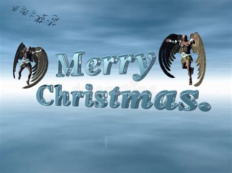 Merry Christmas In Heavenly Sky With Angels Stock Illustration