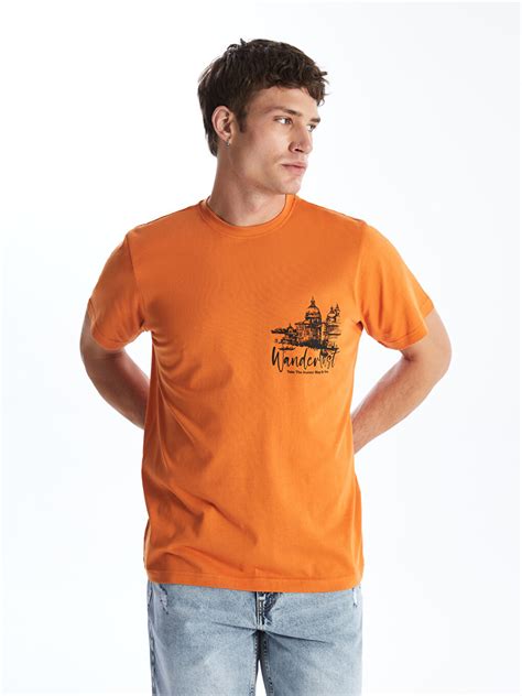 T Shirt Pour Hommes En Coton Peigné Imprimé à Manches Courtes Et Col