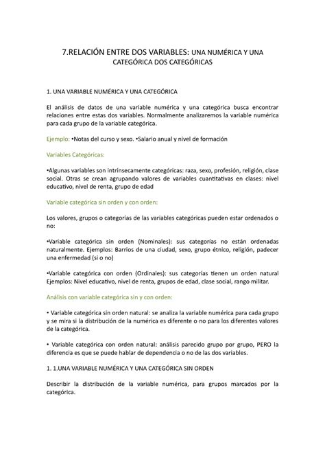 7 Relación Entre Dos Variables Una NumÉrica Y Una Categórica Dos Categó Ricas 7́n Entre Dos