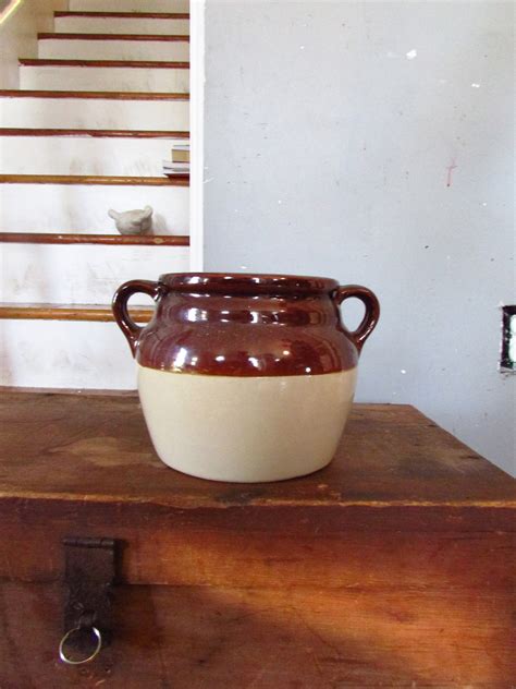 Monmouth Antique Stoneware Crock Vintage Glazed Old Crocks Usa Etsy