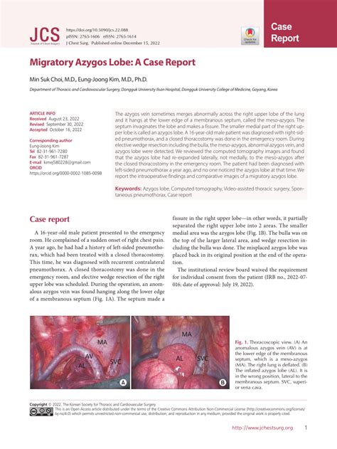 Pdf Migratory Azygos Lobe A Case Report