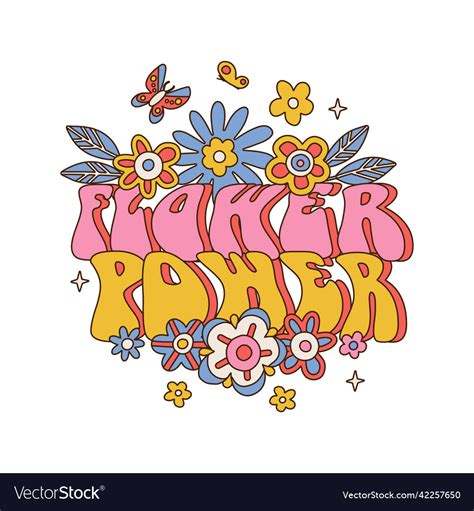 Flower Power Lettering Text With Daisy Royalty Free Vector