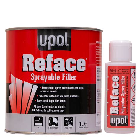 Upol Reface Polyester Spray Filler Litre Inc Hardener Jawel Paints