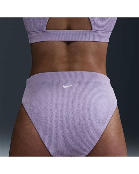 Nike Swim Elevated Essential High Waisted Bikini Bottom In Blue Lyst
