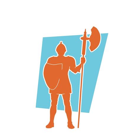 Silhouette Of A Knight Warrior Wearing Battle Armor And Carrying Pole