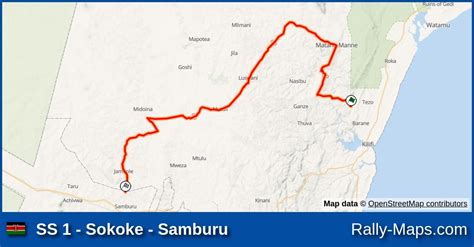 SS 1 Sokoke Samburu Stage Map East African Safari Classic Rally