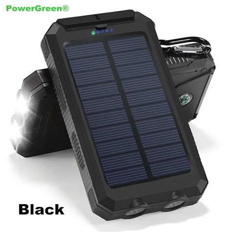 PowerGreen Phone Charger 10000mAh LED Light Design Double Output Solar