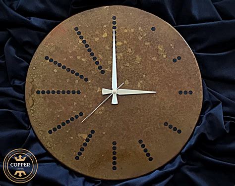 20 Rusted Large Copper Wall Clock With Numbers Dots Old Patina