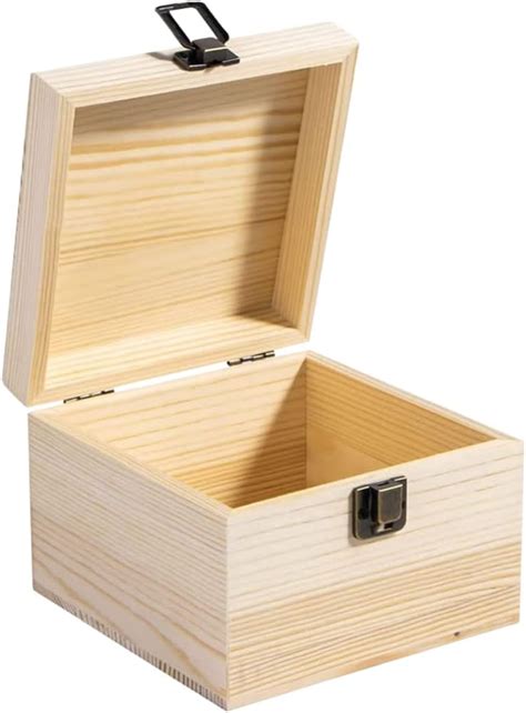 Unfinished Wood Box With Hinged Lid Wooden Box Craft Wood Boxes With Locks And Front