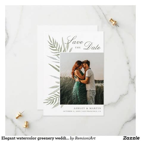 Elegant Modern Watercolor Greenery Wedding Save The Date Zazzle