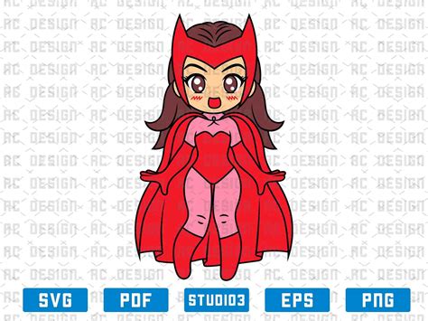 Wanda Chibi Svg Wanda Kawaii Svg Wanda Maximoff Svg Scarlet Etsy