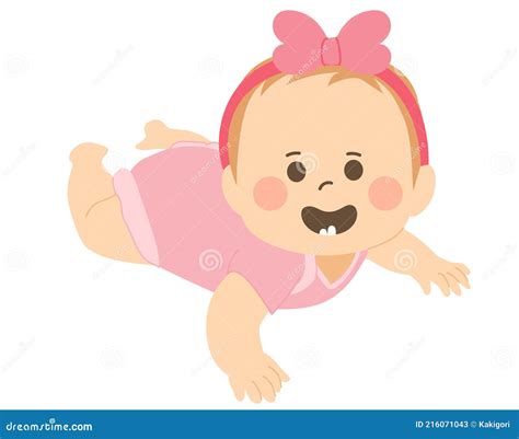 Tummy Time Girl Stock Vector Illustration Of Infant 216071043