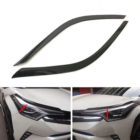 BBQ FUKA Carbon Fiber Style Car Front Headlight Lamp Moulding Trim Auto