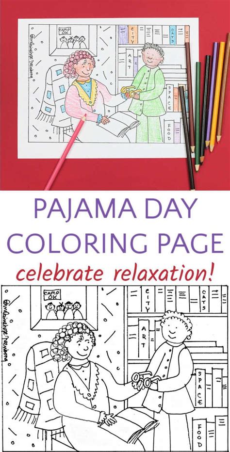 Pajama Day Coloring Page Relax Read And Color Pajama Day Coloring