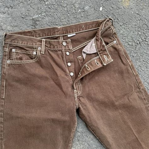 Vintage Brown Levi Jeans White Stitching And Nice Depop