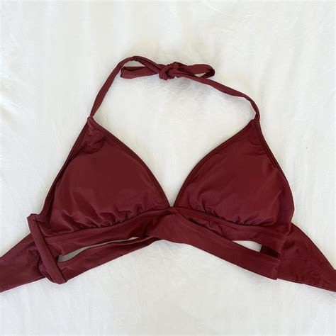 Red Halter Triangle Bikini Top Ties At Top Depop