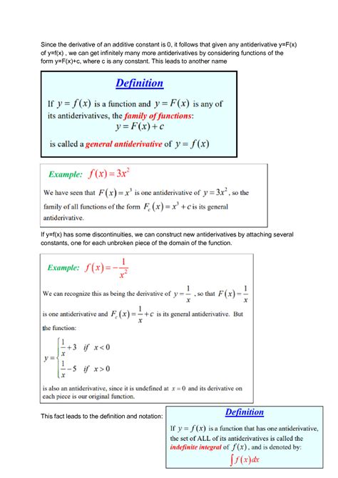 SOLUTION Antiderivatives And Indefinite Integrals Studypool