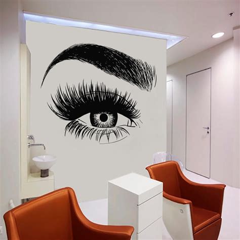 Eyelash Wall Decal Window Sticker Beauty Salon Woman Face Eyelashes Lashes Eyebrows Brows 1059t