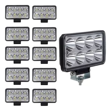 Kit 10 Farol De Milha Auxiliar 8 Leds 24w 6000k Retangular Frete grátis