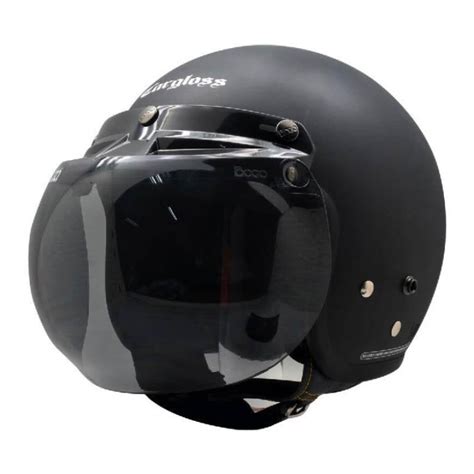 Jual Cargloss Cfm Retro Visor Cembung Smoke Helm Half Face Black Doff