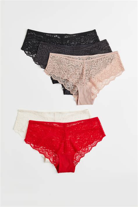 5 Pack Lace Hipster Briefs Black Dark Gray Dusty Rose Ladies Handm Ca