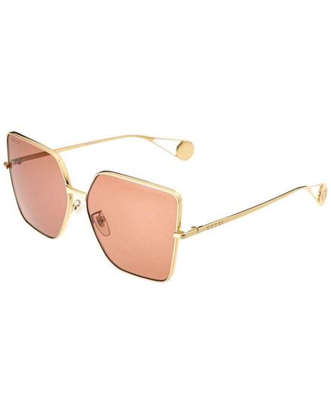 Gucci Gg S Mm Sunglasses In Gold Gold Red Metallic Lyst