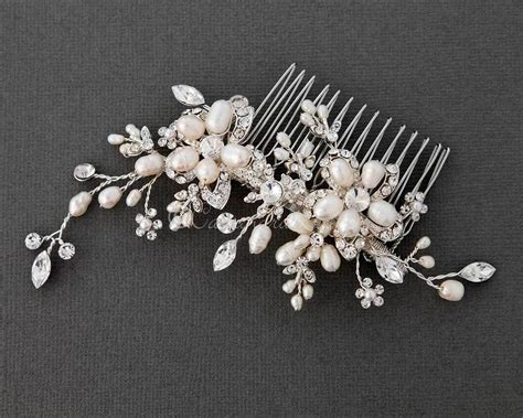 Silver Bridal Hair Comb Bridal Hair Flowers Hair Comb Wedding