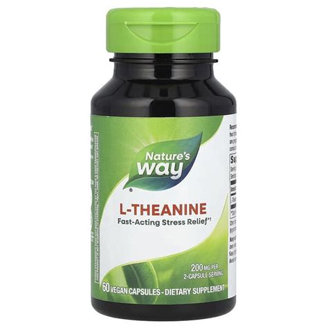 Nature S Way L Theanine 200 Mg 60 Vegan Capsules 100 Mg Per Capsule