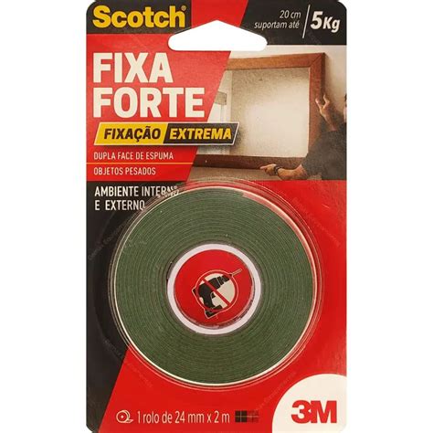 Fita Dupla Face Fixa Forte Fixação Extrema 24mm x 2m Scotch 3M