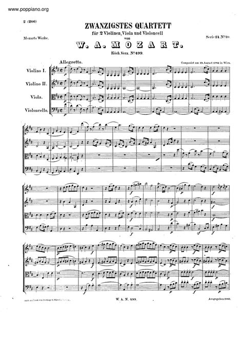 Wolfgang Amadeus Mozart String Quartet No In D Major K Pdf