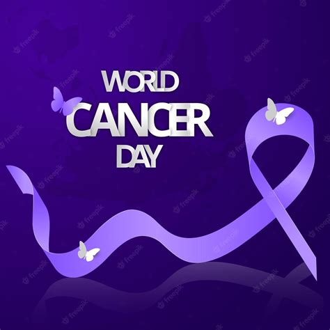 Premium Vector World Cancer Day Purple Ribbon Concept Poster Design