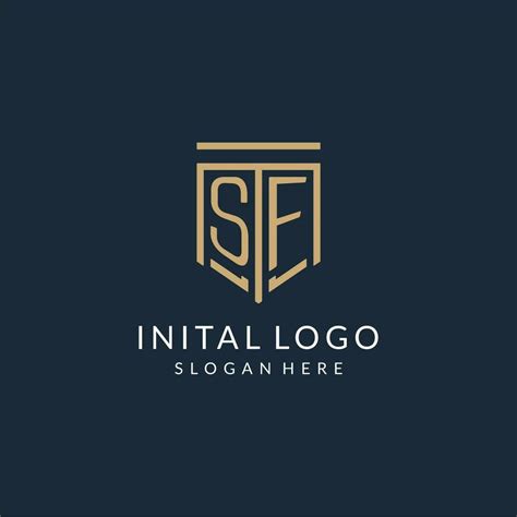 Initial SF Shield Logo Monoline Style Modern And Luxury Monogram Logo