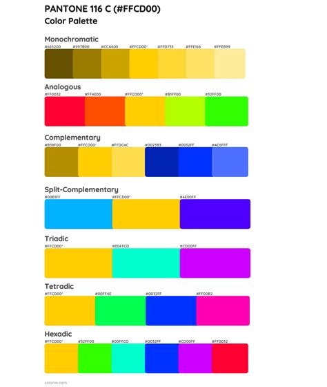 Pantone 116 C Color Palettes