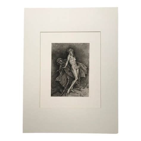 1920s Edouard Chimot French Art Deco Drypoint Etching Of Female Nude Eros Thanatos Paris